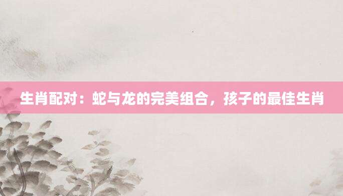 生肖配对：蛇与龙的完美组合，孩子的最佳生肖