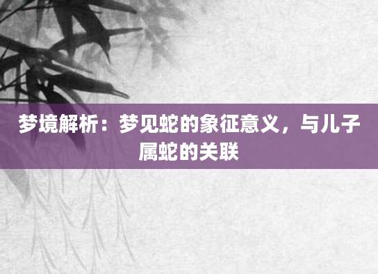梦境解析：梦见蛇的象征意义，与儿子属蛇的关联