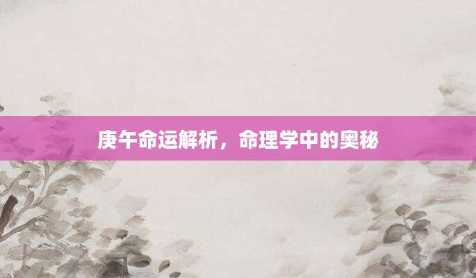 庚午命运解析，命理学中的奥秘