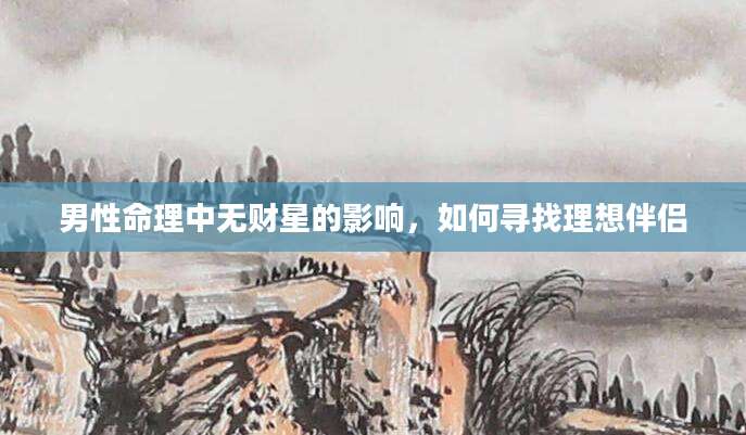 男性命理中无财星的影响，如何寻找理想伴侣