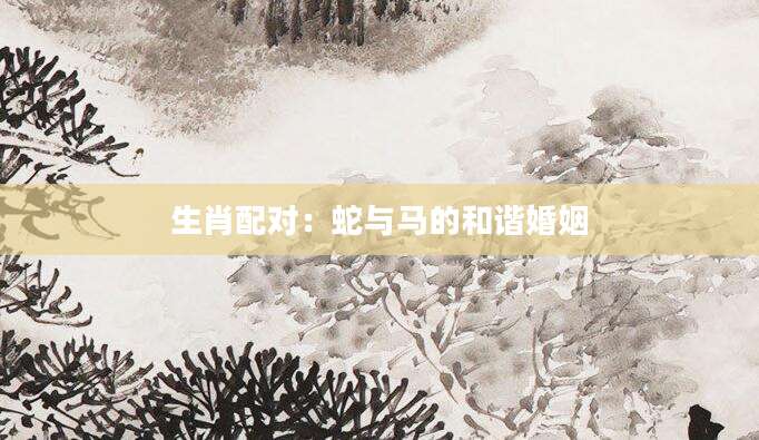 生肖配对：蛇与马的和谐婚姻