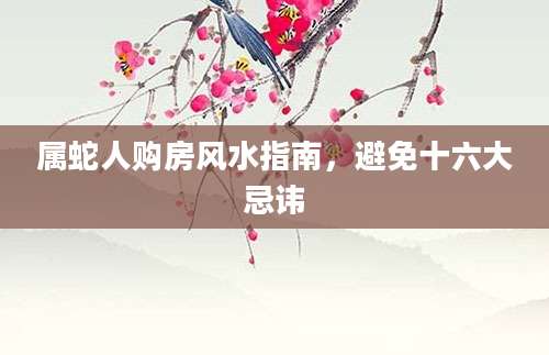 属蛇人购房风水指南，避免十六大忌讳