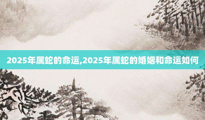 2025年属蛇的命运,2025年属蛇的婚姻和命运如何