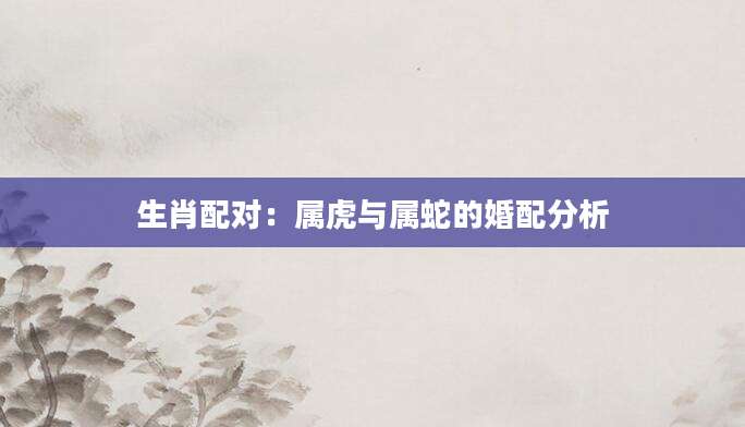 生肖配对：属虎与属蛇的婚配分析