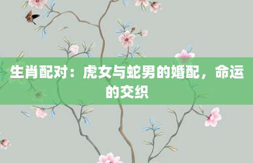 生肖配对：虎女与蛇男的婚配，命运的交织