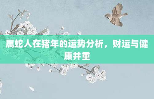 属蛇人在猪年的运势分析，财运与健康并重