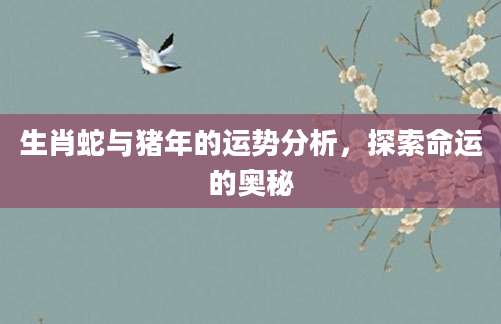 生肖蛇与猪年的运势分析，探索命运的奥秘