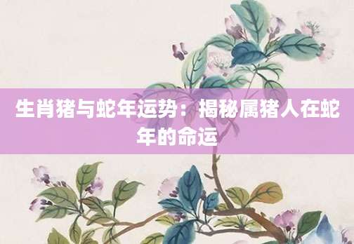 生肖猪与蛇年运势：揭秘属猪人在蛇年的命运