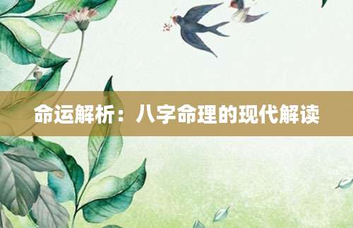 命运解析：八字命理的现代解读