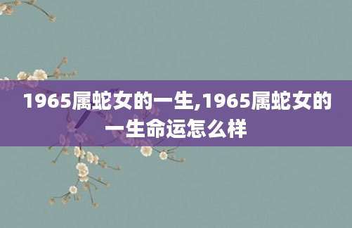 1965属蛇女的一生,1965属蛇女的一生命运怎么样