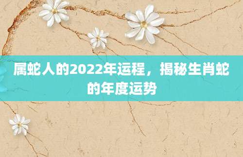 属蛇人的2022年运程，揭秘生肖蛇的年度运势